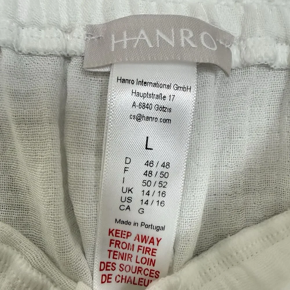 Hanro Women L White Relaxed Fit Jogger Pants Loungewear Sleepwear L Cotton Gauze